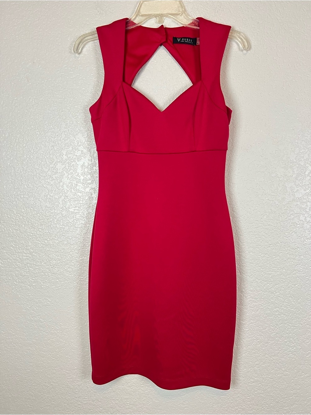 GUESS Red Stretch Bodycon Sheath Cocktail Dress Cutout Back size 4